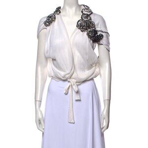Class Roberto Cavalli White Sheer Embroidered Floral Cardigan Italy size 46
